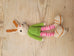 Adorable Long stripy legged,  Big eared, Huge boots, hand crochet Bunny. Best sellers