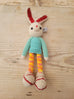 Adorable Long stripy legged,  Big eared, Huge boots, hand crochet Bunny. Best sellers