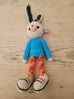 Adorable Long stripy legged,  Big eared, Huge boots, hand crochet Bunny. Best sellers