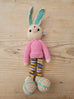 Adorable Long stripy legged,  Big eared, Huge boots, hand crochet Bunny. Best sellers