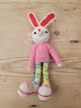 Adorable Long stripy legged,  Big eared, Huge boots, hand crochet Bunny. Best sellers