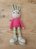 Adorable Long stripy legged,  Big eared, Huge boots, hand crochet Bunny. Best sellers