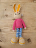 Adorable Long stripy legged,  Big eared, Huge boots, hand crochet Bunny. Best sellers